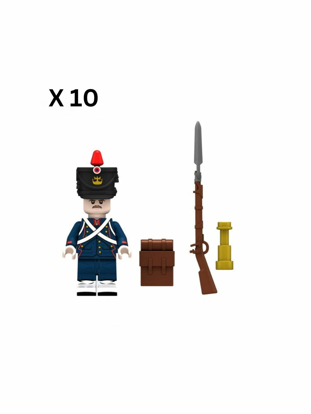 Napoleonic Wars French Artillery Infantry Block Figures Set of 10pcs
