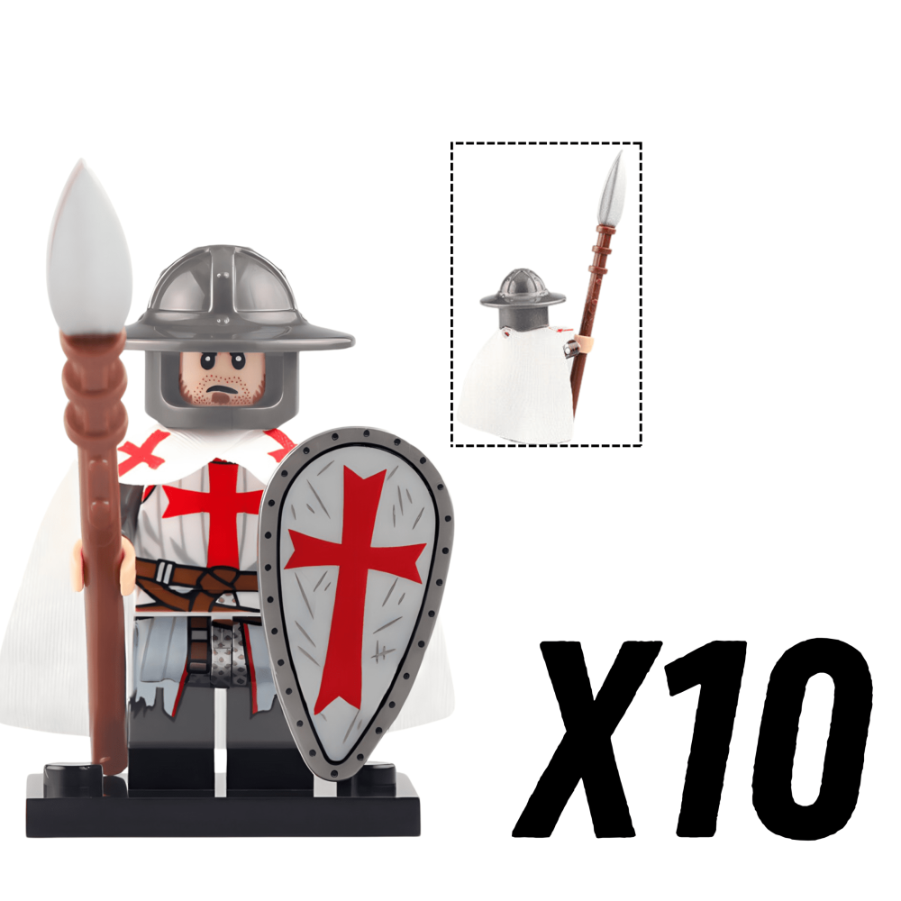 Knight Templar Spearmen Block Figures Set of 10pcs