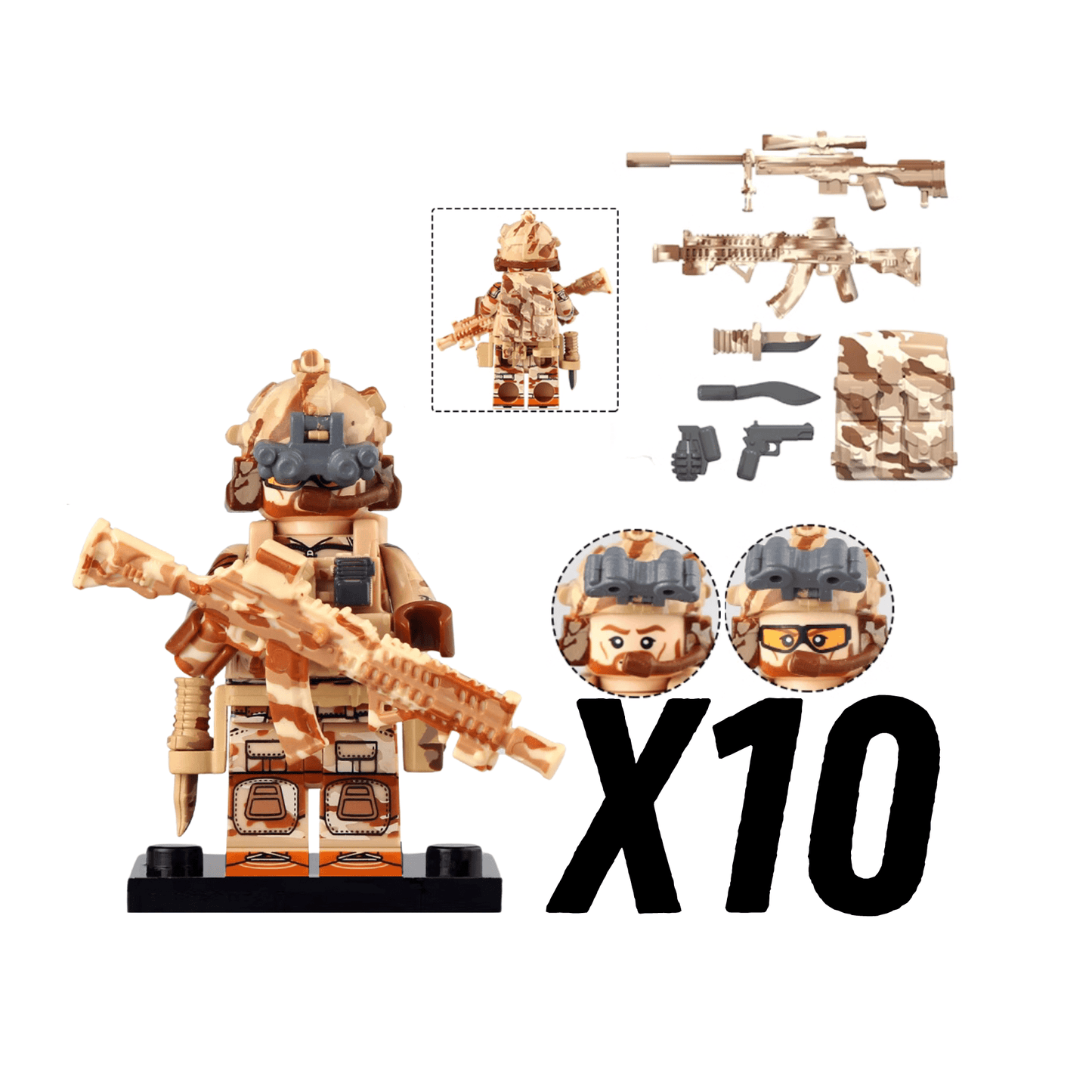 US Army Navy Seals Block Figures Set