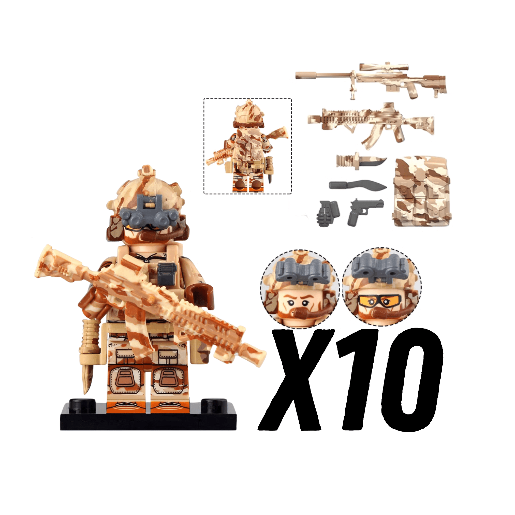 US Army Navy Seals Block Figures Set