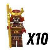 Japanese Samurai Spear Block Figures Set of 10pcs