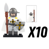 Crusades Teutonic Knights Spearman Block Figures Set of 10pcs