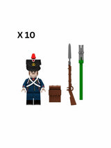 Napoleonic Wars French Artillery Infantry Block Figures Set of 10pcs