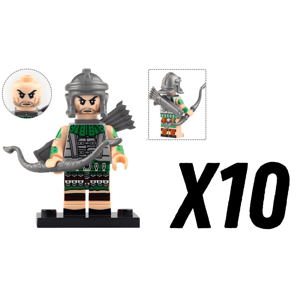 Roman Legion Archers (Green) Block Figures Set of 10pcs