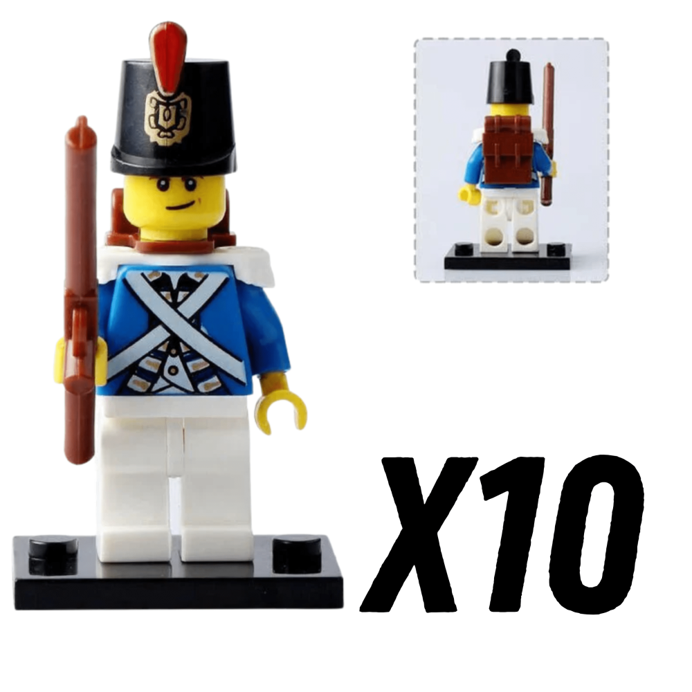 Napoleonic Wars French Fusilier Infantry Block Figures Set of 10pcs