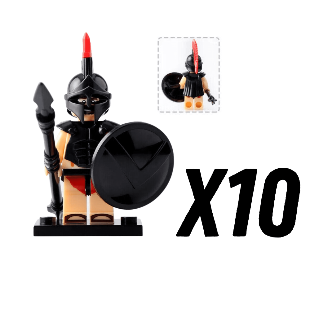 Spartan Warriors (Black Armour) Block Figures Set of 10pcs