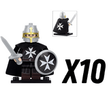 Knights Hospitallers Round Shield Block Figures Set of 10pcs