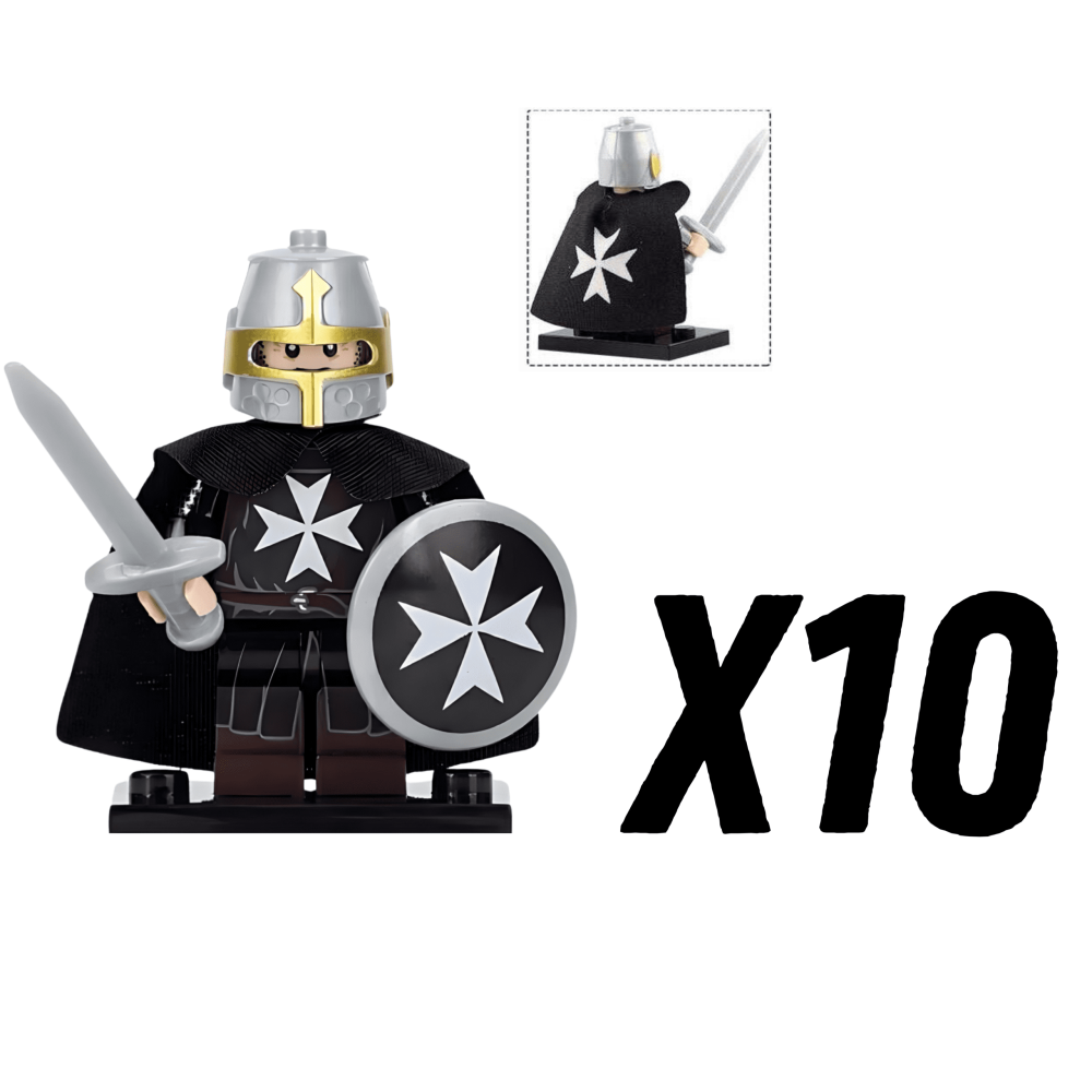Knights Hospitallers Round Shield Block Figures Set of 10pcs