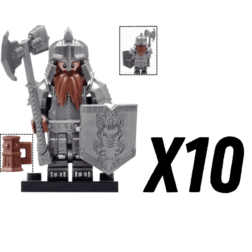 Lord the Rings Iron Hill Dwarves Axes Block Figures Set 10pcs