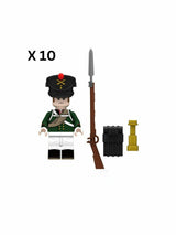 Napoleonic Wars Russian Artillery Infantry Block Figures Set of 10pcs