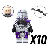 Space War Theme 187th Legion Clone Troopers & Mace Windu Block Figures Set (Purple Clone Battalion)