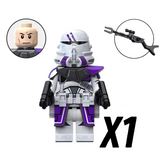 Space War Theme 187th Legion Clone Troopers & Mace Windu Block Figures Set (Purple Clone Battalion)