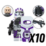 Space War Theme 187th Legion Clone Troopers & Mace Windu Block Figures Set (Purple Clone Battalion)