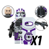 Space War Theme 187th Legion Clone Troopers & Mace Windu Block Figures Set (Purple Clone Battalion)