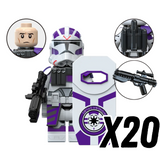 Space War Theme 187th Legion Clone Troopers & Mace Windu Block Figures Set (Purple Clone Battalion)