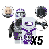 Space War Theme 187th Legion Clone Troopers & Mace Windu Block Figures Set (Purple Clone Battalion)