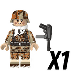 WW2 German Winter Snow Soldiers MP40 Block Figures Set of 5pcs