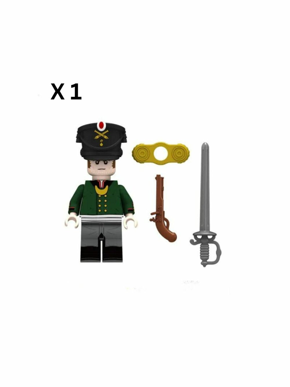 Napoleonic Wars Russian Artillery Officer Block Figures Set of 10pcs