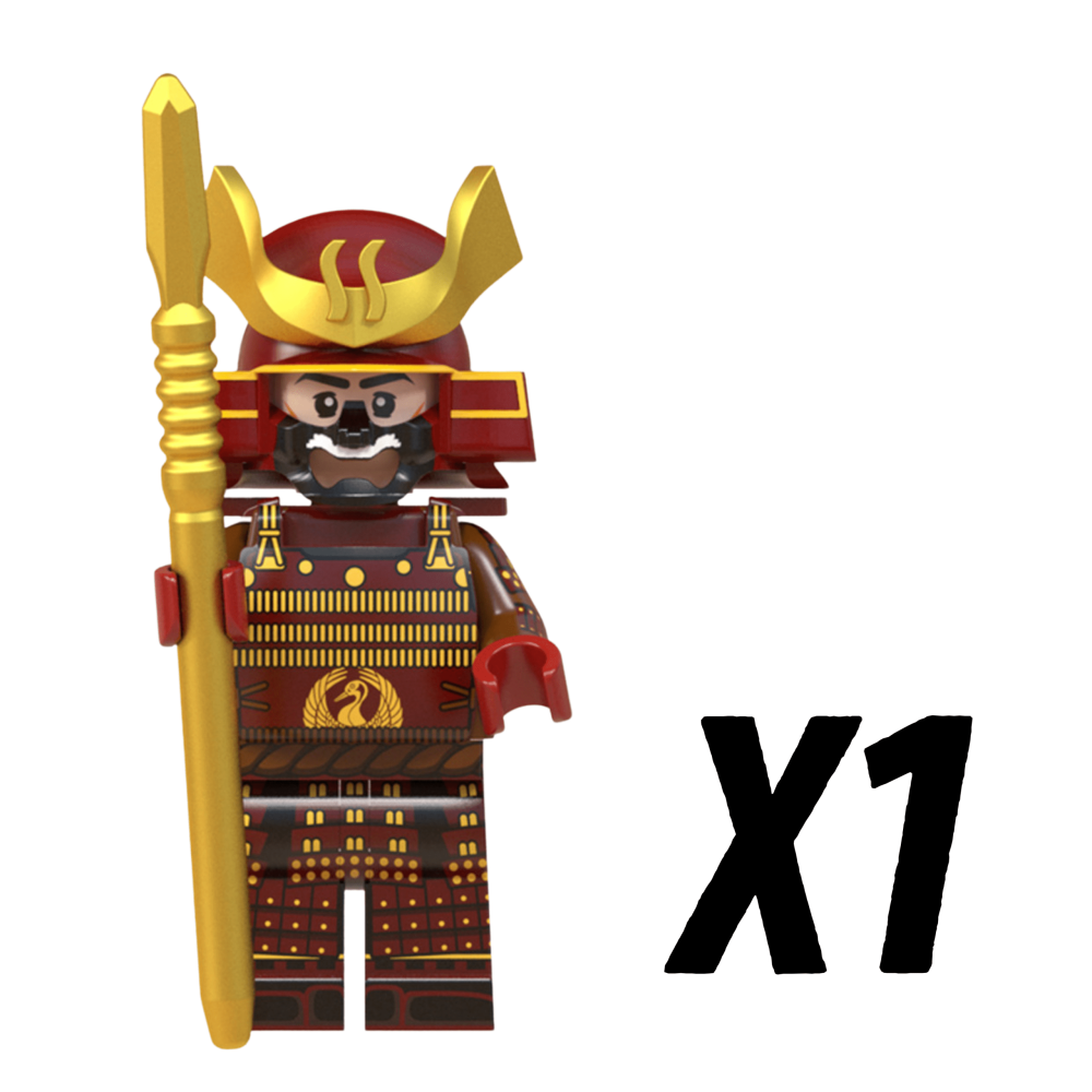Japanese Samurai Spear Block Figures Set of 10pcs