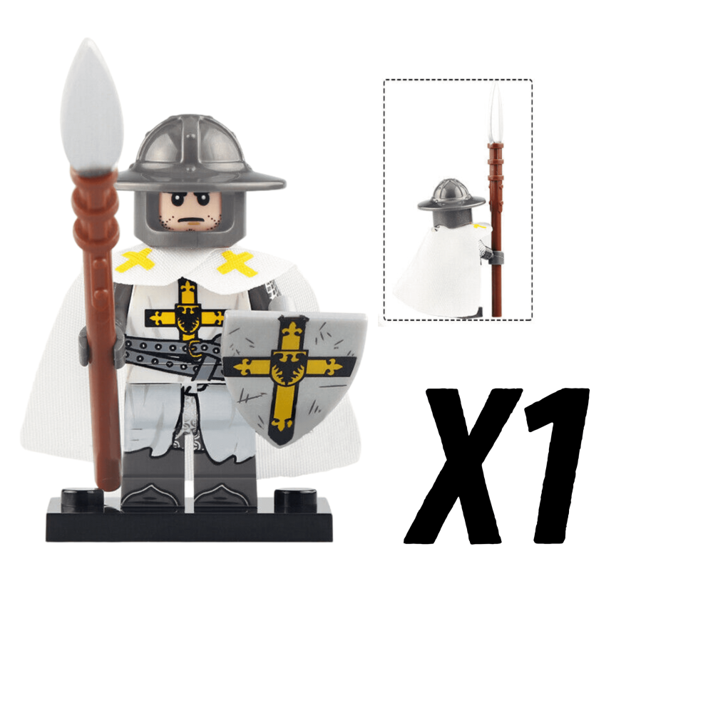 Crusades Teutonic Knights Spearman Block Figures Set of 10pcs