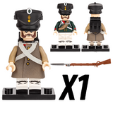 Napoleonic Wars Russian Line Infantry Bayonet Riflemen Block Figures Set of 5pcs