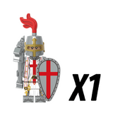 Crusades Knights Templar Battle Priests Block Figures With War Hammers and Shield Accessories