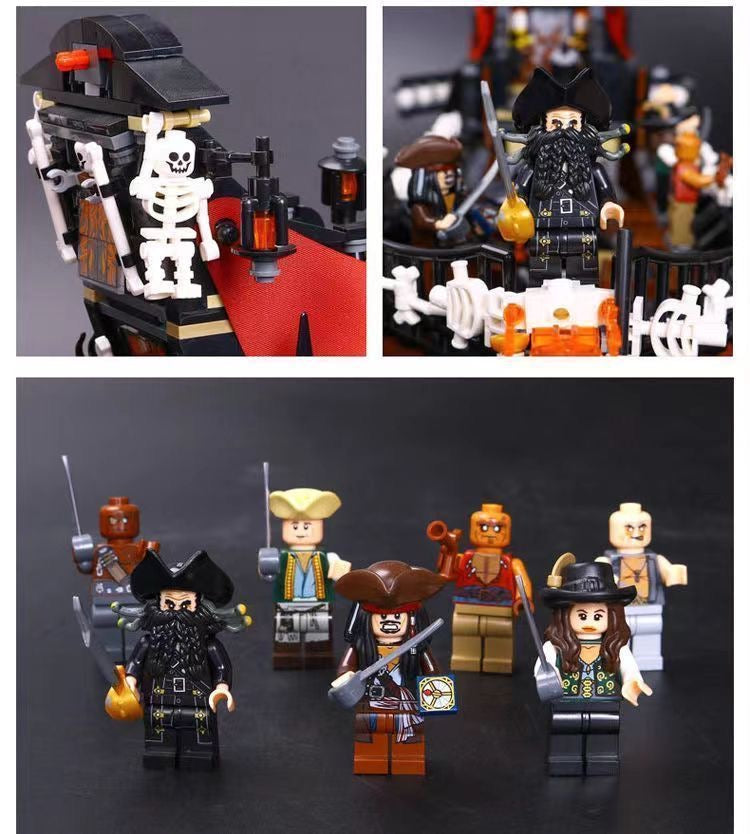Queen Anne Style Pirate Ship Building Block Figures Set