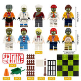 10PCS Zombie Block Figures Set with Accessories & Baseplate