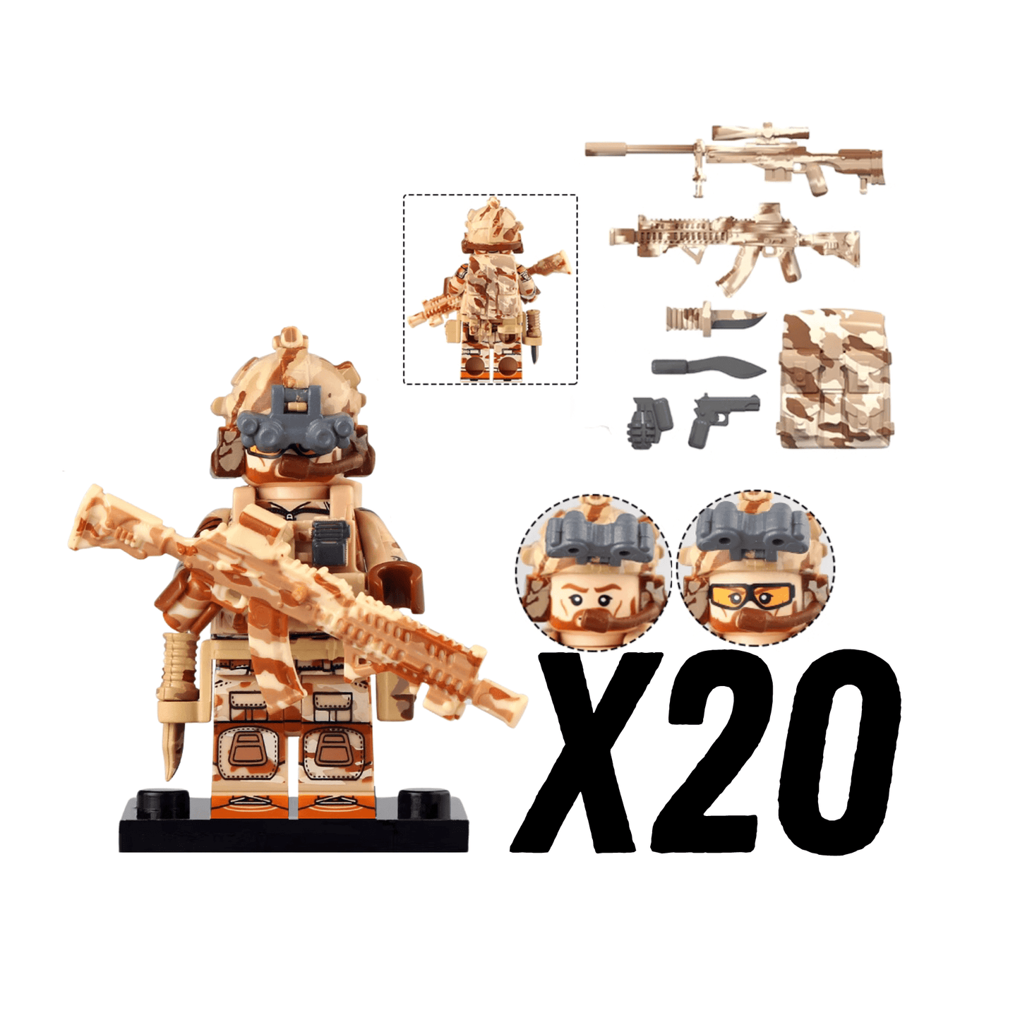 US Army Navy Seals Block Figures Set