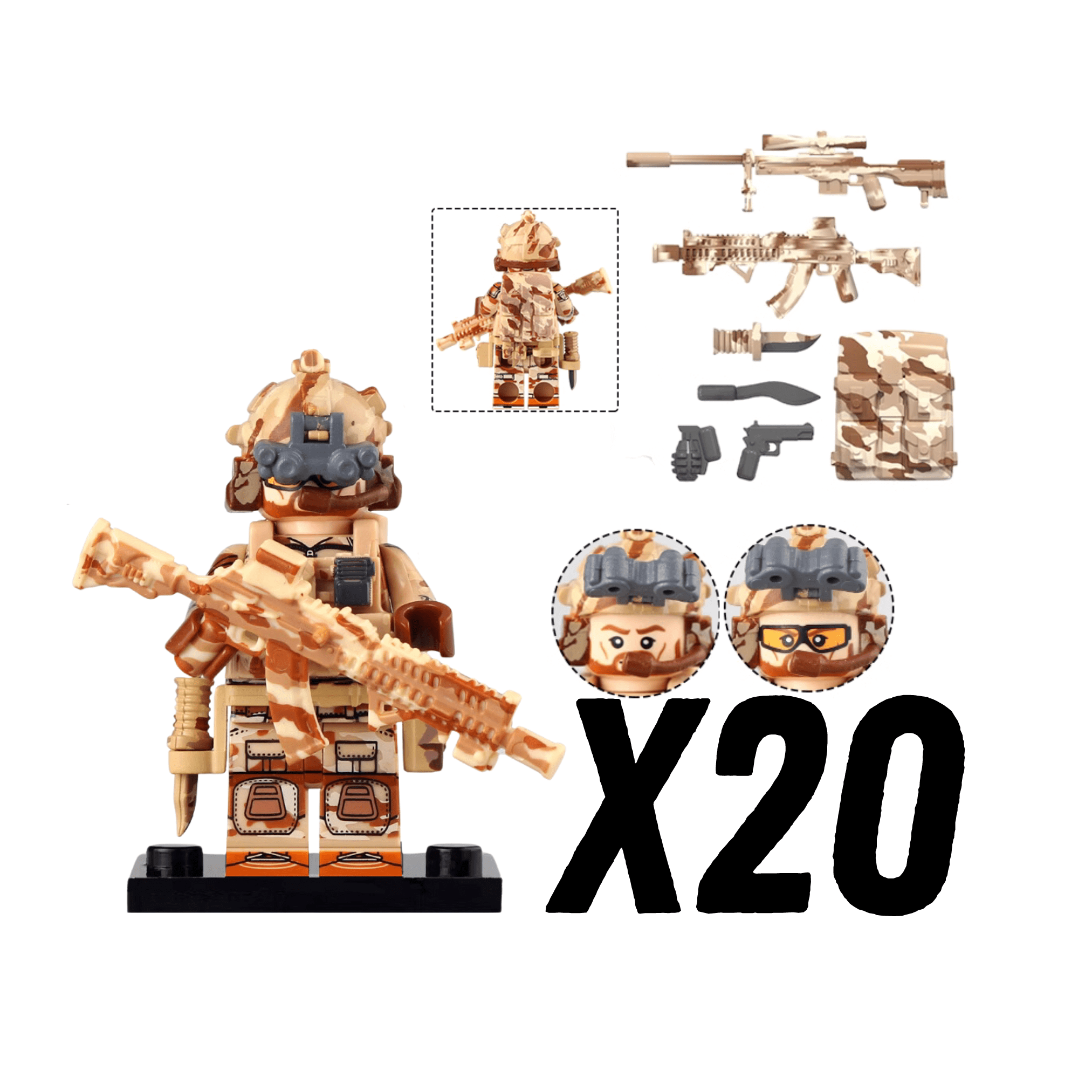 US Army Navy Seals Block Figures Set