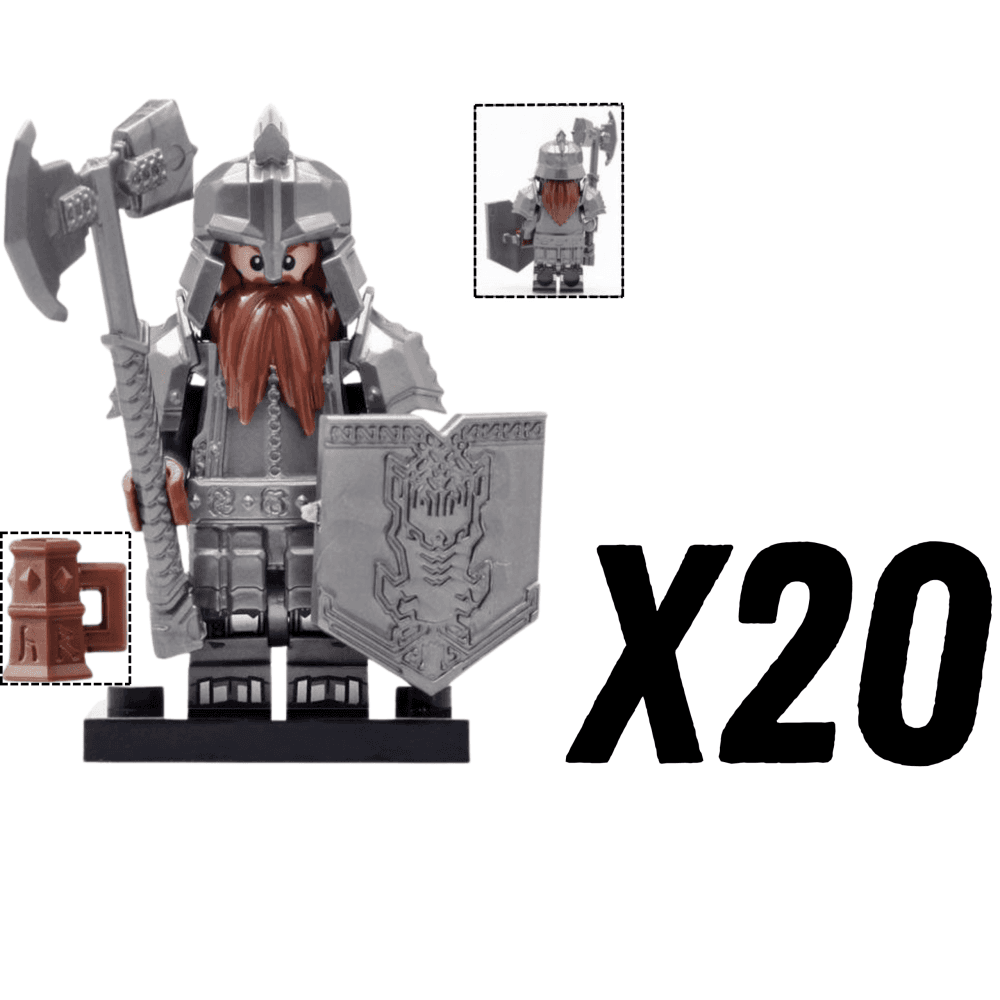 Lord the Rings Iron Hill Dwarves Axes Block Figures Set 10pcs