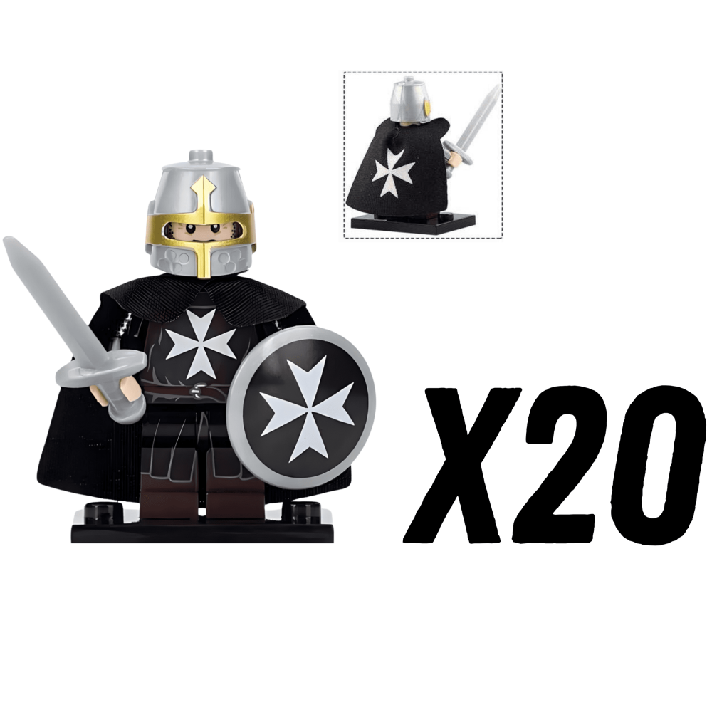 Knights Hospitallers Round Shield Block Figures Set of 10pcs