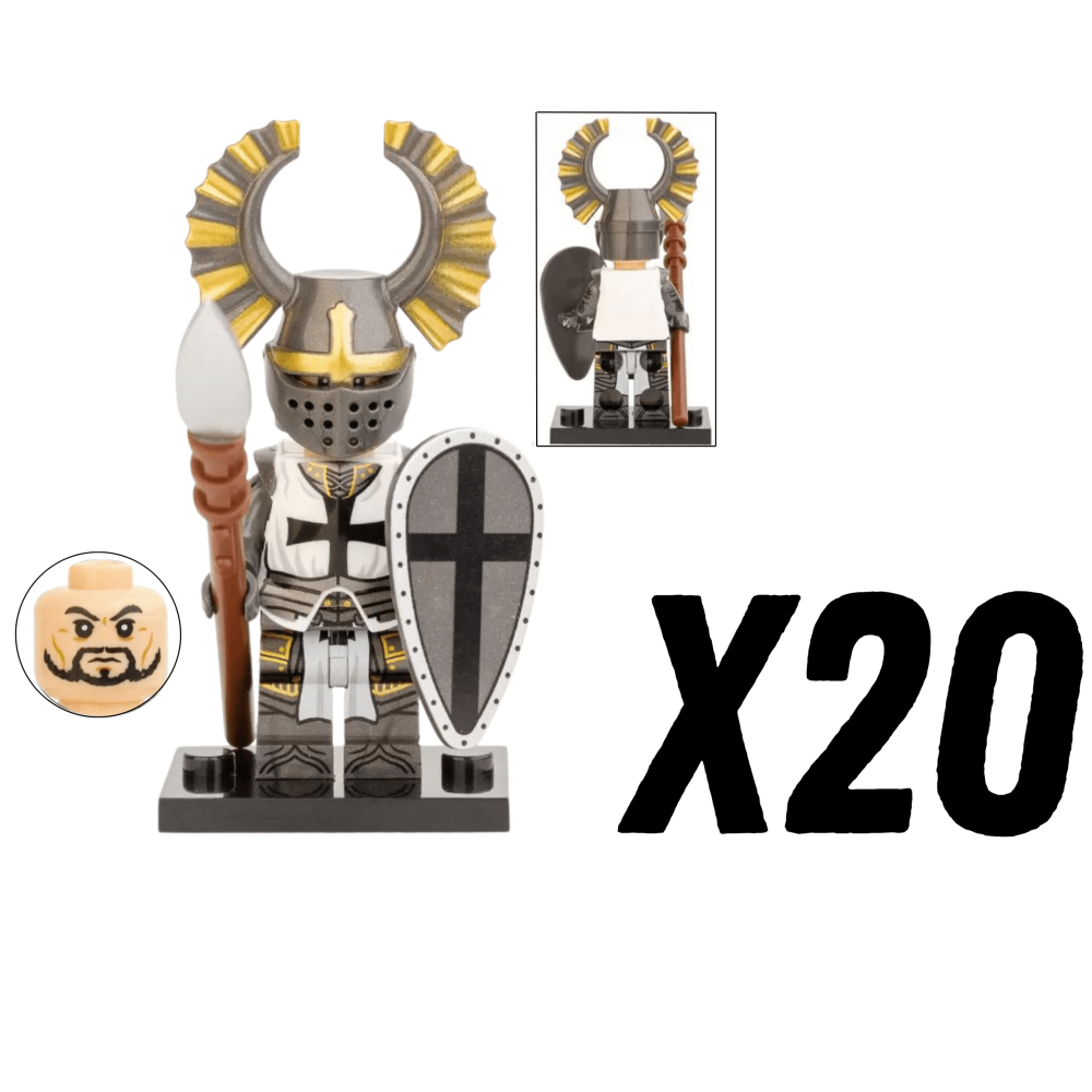 Crusades Teutonic Knights Elite Spears Block Figures Set With Spear and Shield