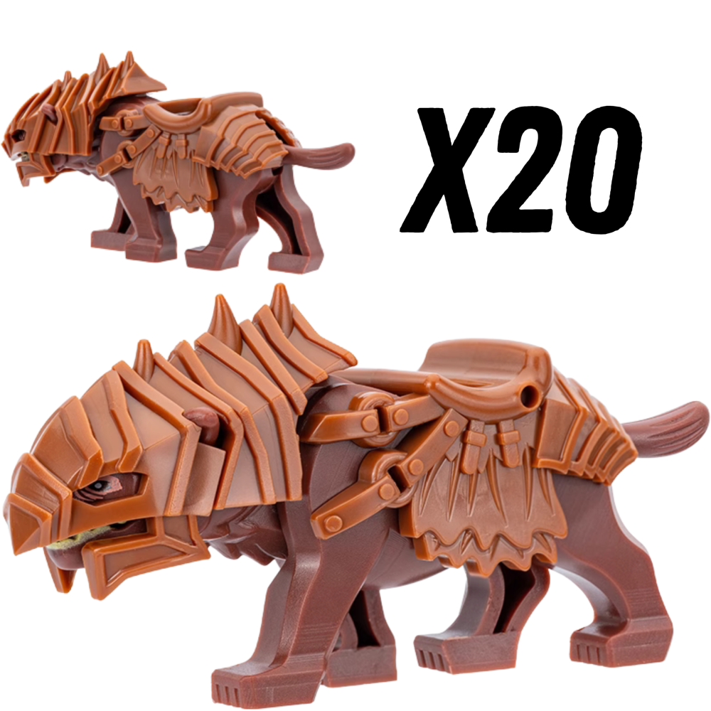 Lord of the Rings Armored Wargs (Brown) Block Figures Set