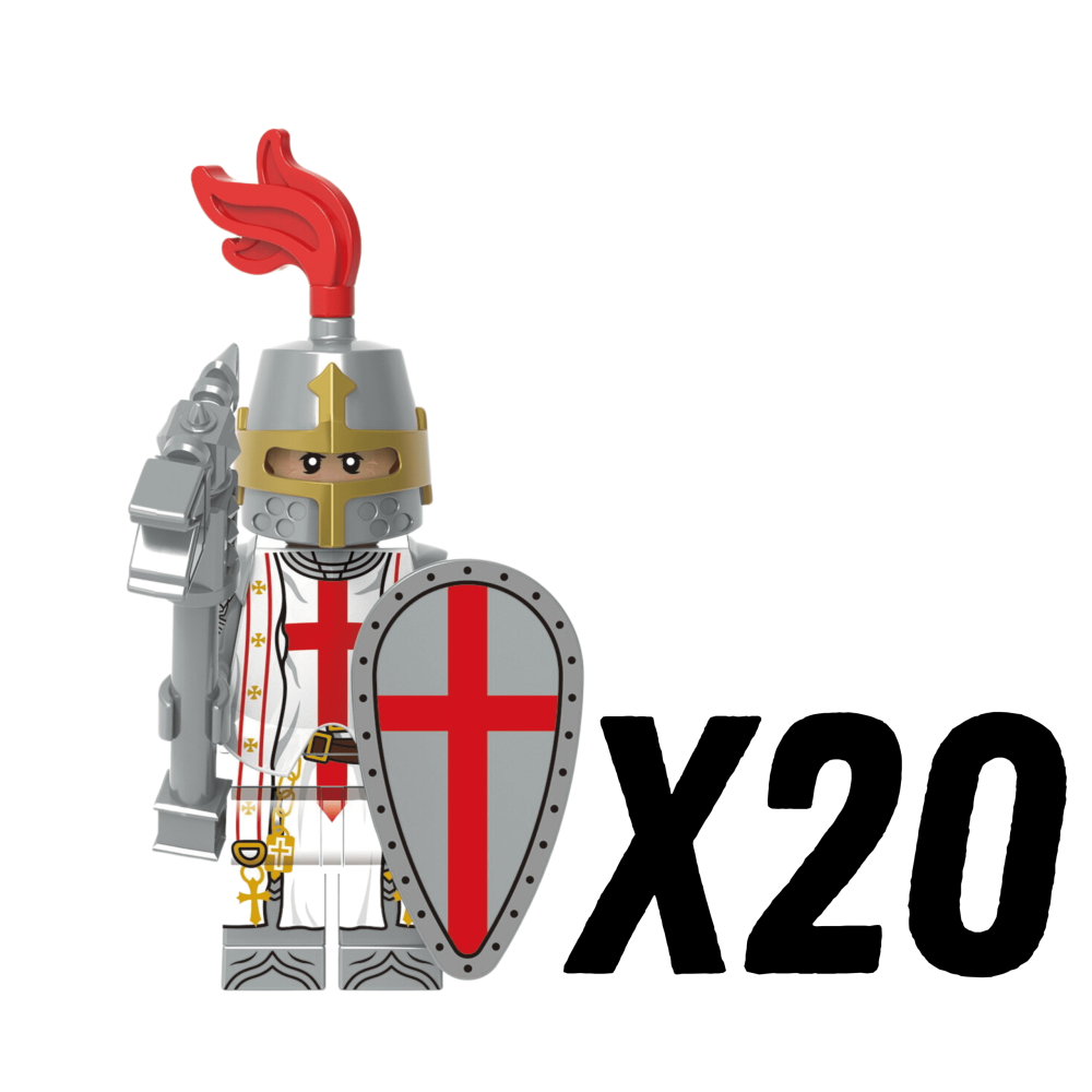 Crusades Knights Templar Battle Priests Block Figures With War Hammers and Shield Accessories