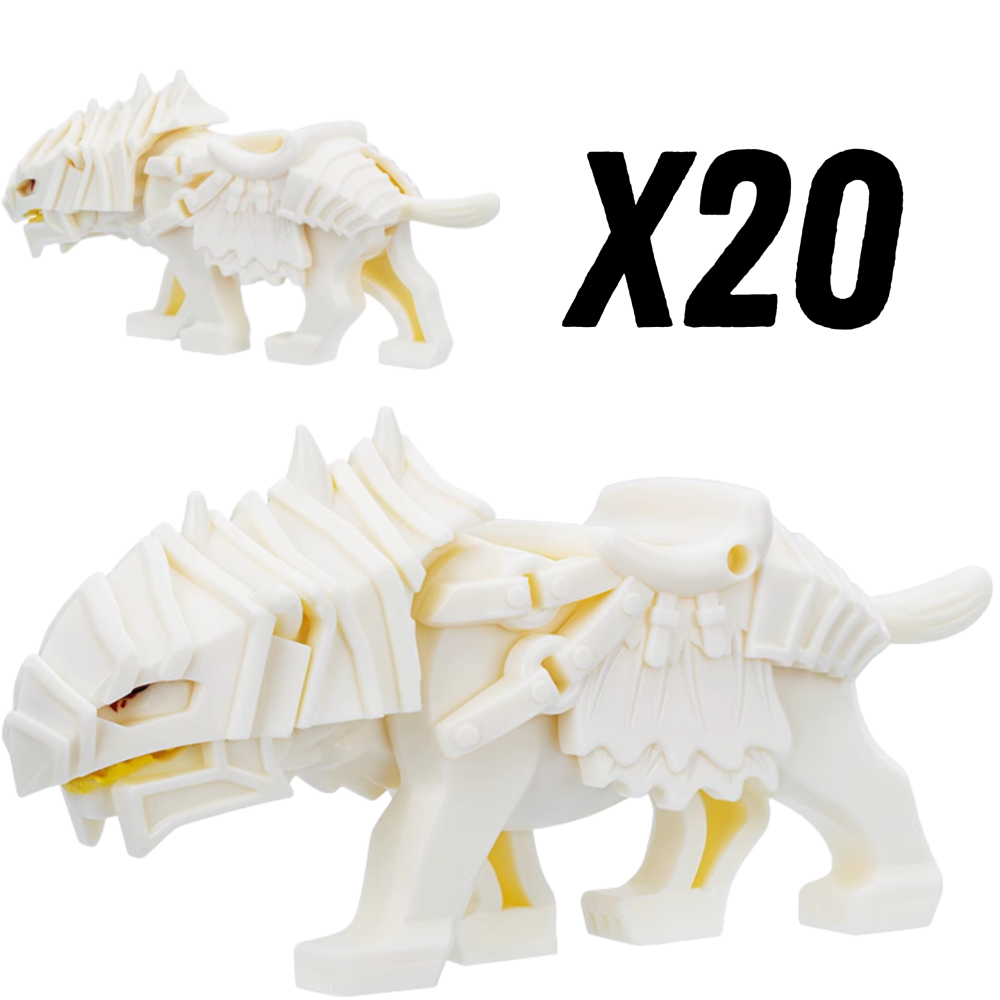 Lord of the Rings Armored Wargs (White) Block Figures Set
