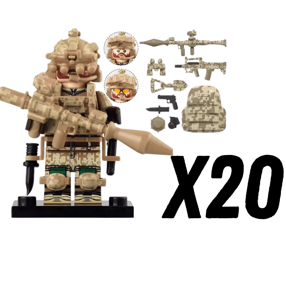 US Desert Strike Force Military Building Block Block Figures with Tactical Loadout