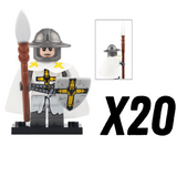 Crusades Teutonic Knights Spearman Block Figures Set of 10pcs