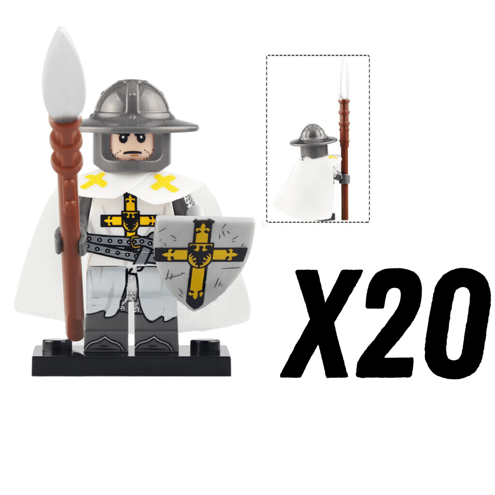 Crusades Teutonic Knights Spearman Block Figures Set of 10pcs