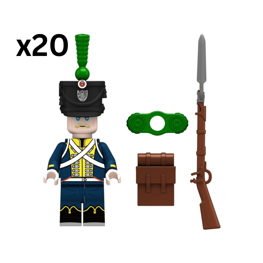 Napoleonic Wars Hessian Light Infantry Block Figures Set of 10pcs