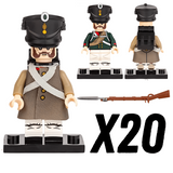 Napoleonic Wars Russian Line Infantry Bayonet Riflemen Block Figures Set of 5pcs