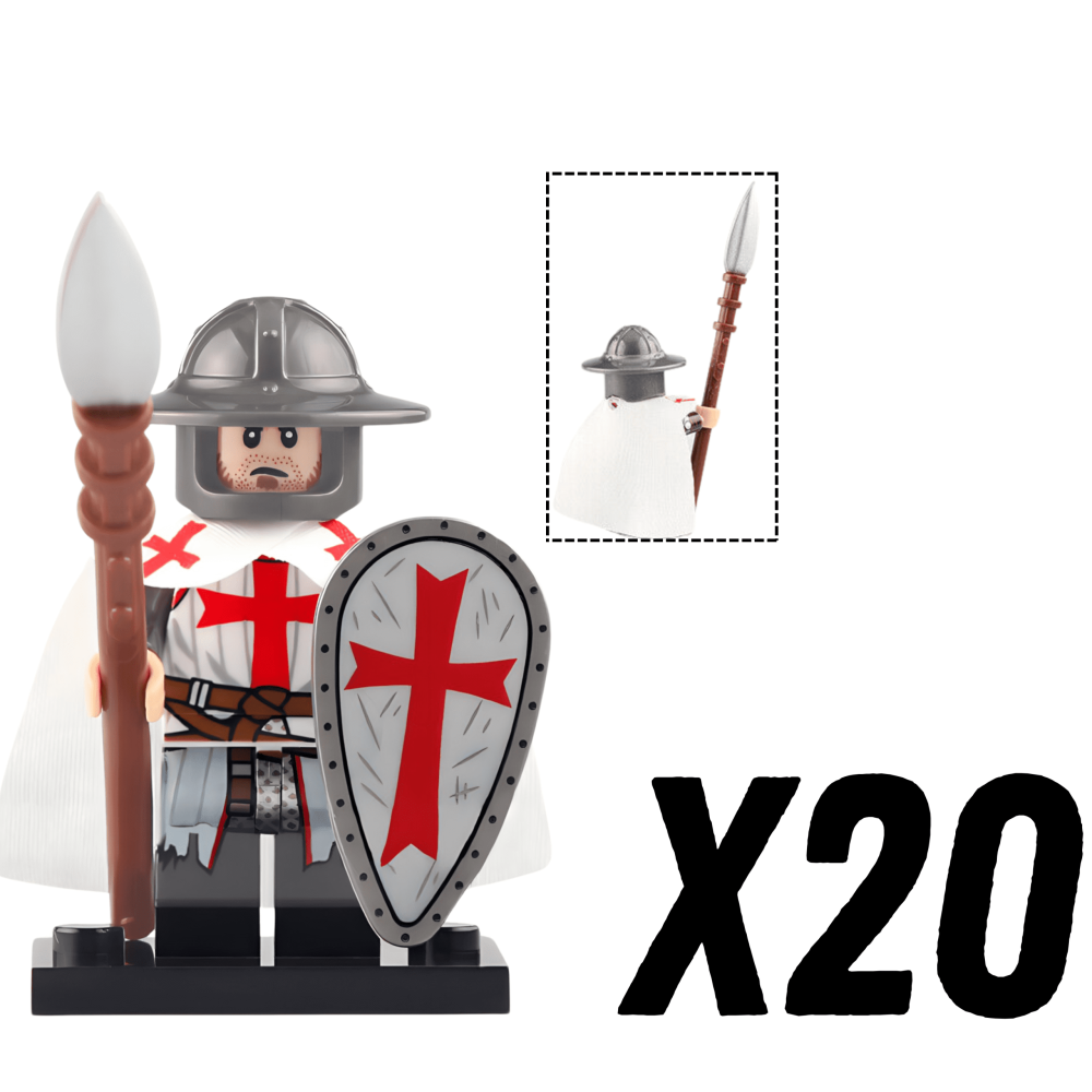 Knight Templar Spearmen Block Figures Set of 10pcs