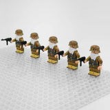 WW2 German Winter Snow Soldiers MP40 Block Figures Set of 5pcs
