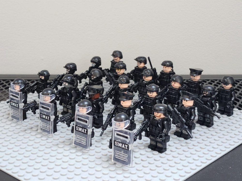 Swat Team Special Forces Riot Shields Block Figures Set of 24pcs With Assortment of