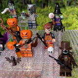 8-Pack Halloween Spooky Themed Custom Block Figures