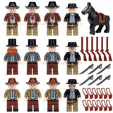 Wild West Cowboy Building Block Figures Set | 12PCS Western Figures with Horse