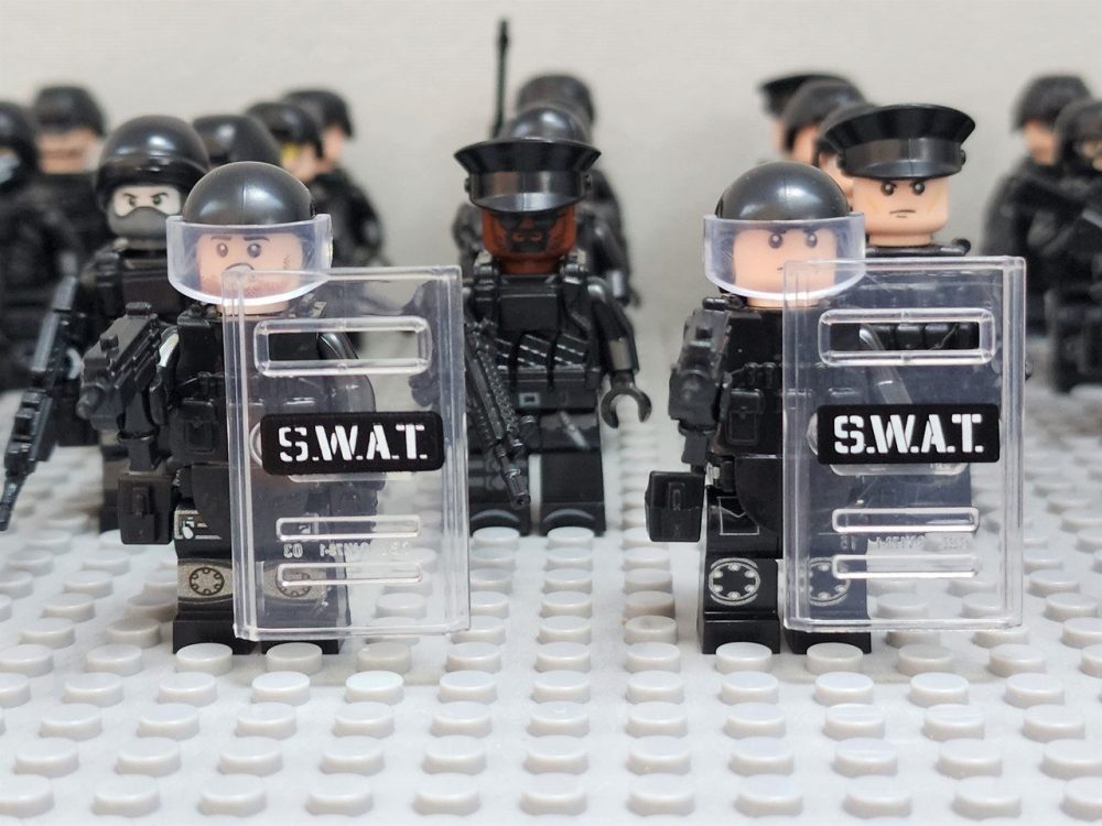 Swat Team Special Forces Riot Shields Block Figures Set of 24pcs With Assortment of
