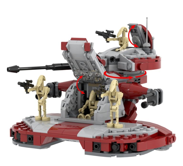 Space War Theme Battle Droid Armored Assault Tank MOC Building Set – 398pcs (Red)