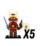 Japanese Samurai Uchiwa and Katana Block Figures Set of 10pcs