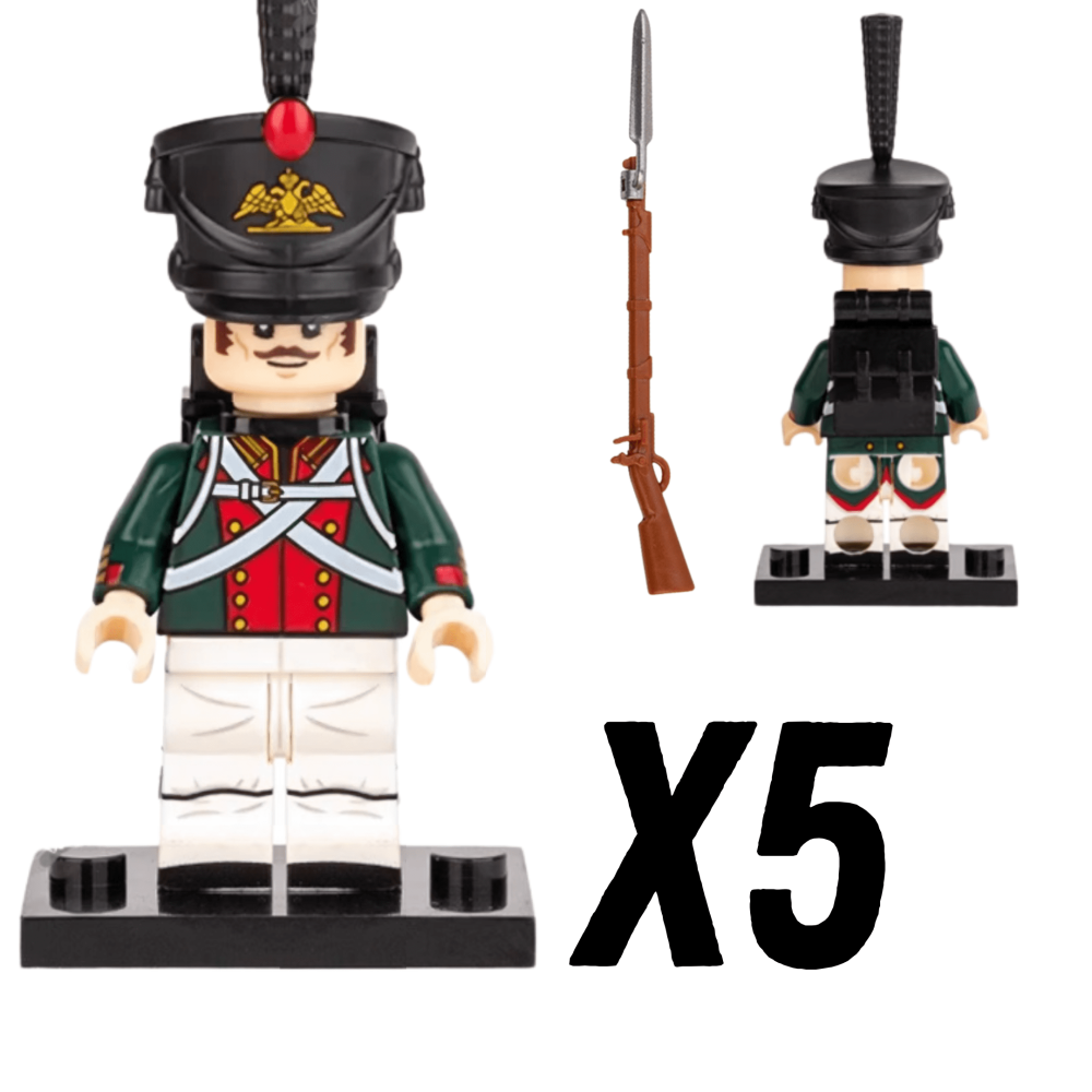 Napoleonic Wars Russian Foot Guard Bayonet Riflemen Block Figures Set of 5pcs